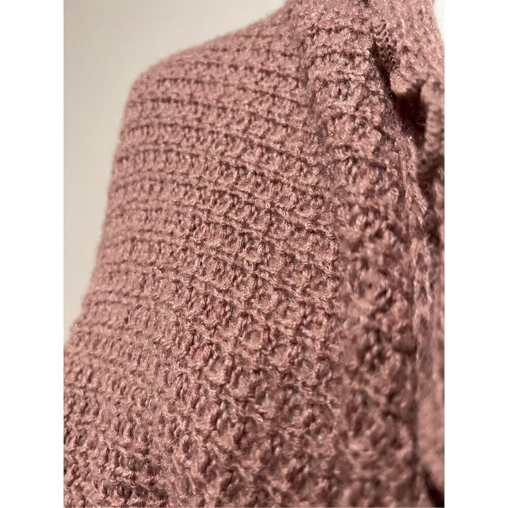 Anthropologie moth cardigan sweater scalloped edge waffle knit boho size S - Picture 3 of 10